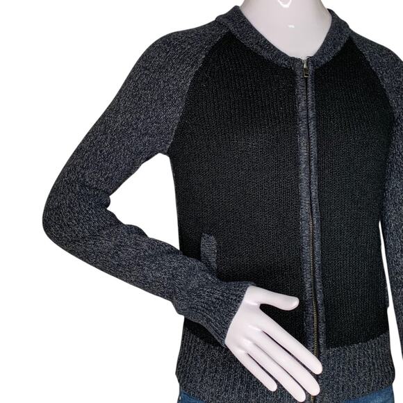 Old Navy Knit Sweater Charcoal Gray and Black Colorblock Size S Zipper Closure - Picture 3 of 9
